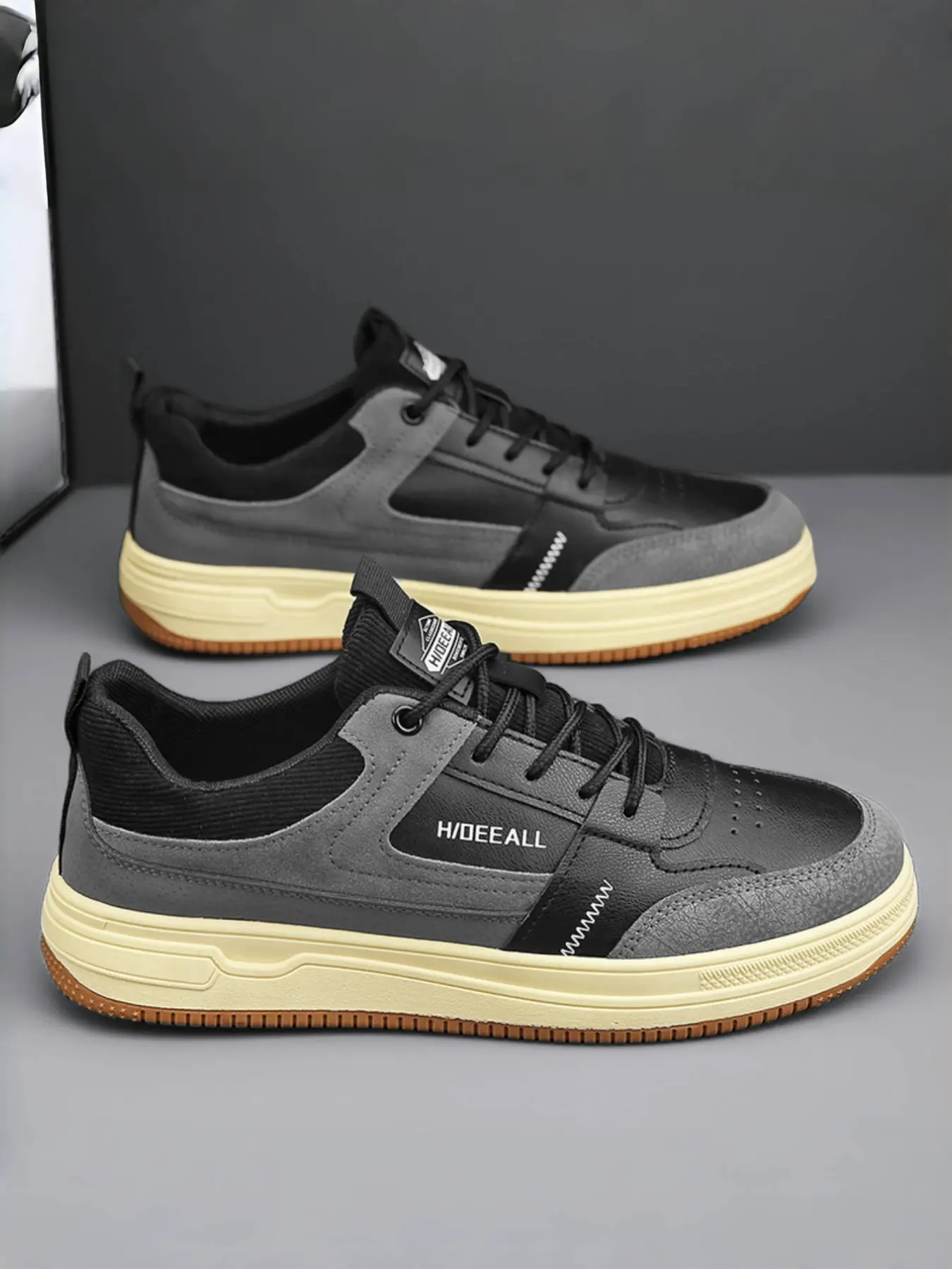 Men's Low Top Thick Soled Sneakers, Korean Style Trendy Casual Shoes, Durable Thick Sole Sports Footwear, Comfortable All-Season Wear, All Seasons Sneaker
