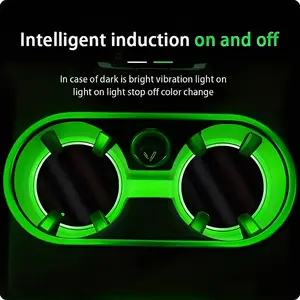 2Pcs LED Car Cup Holder Lights Universal 7 Colors Light Up Cup Coasters USB Rechargeable Interior Lighting Accessories for Car Truck Vehicle Decoration RBG interior car lights