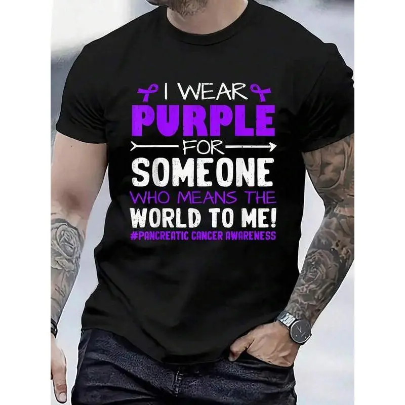 Pancreatic Cancer Awareness Ribbon Purple For Men Women T-Shirt for Women Men Cotton Clothing
