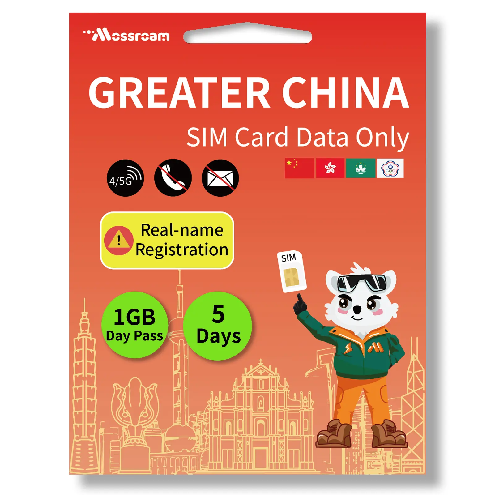 Greater China SIM Card – Prepaid Data Plans for China, Hong Kong, Macau, Taiwan | 1GB or 2GB Daily Data | 1-10 Days Validity | High-Speed 4G LTE | Ideal for Travelers