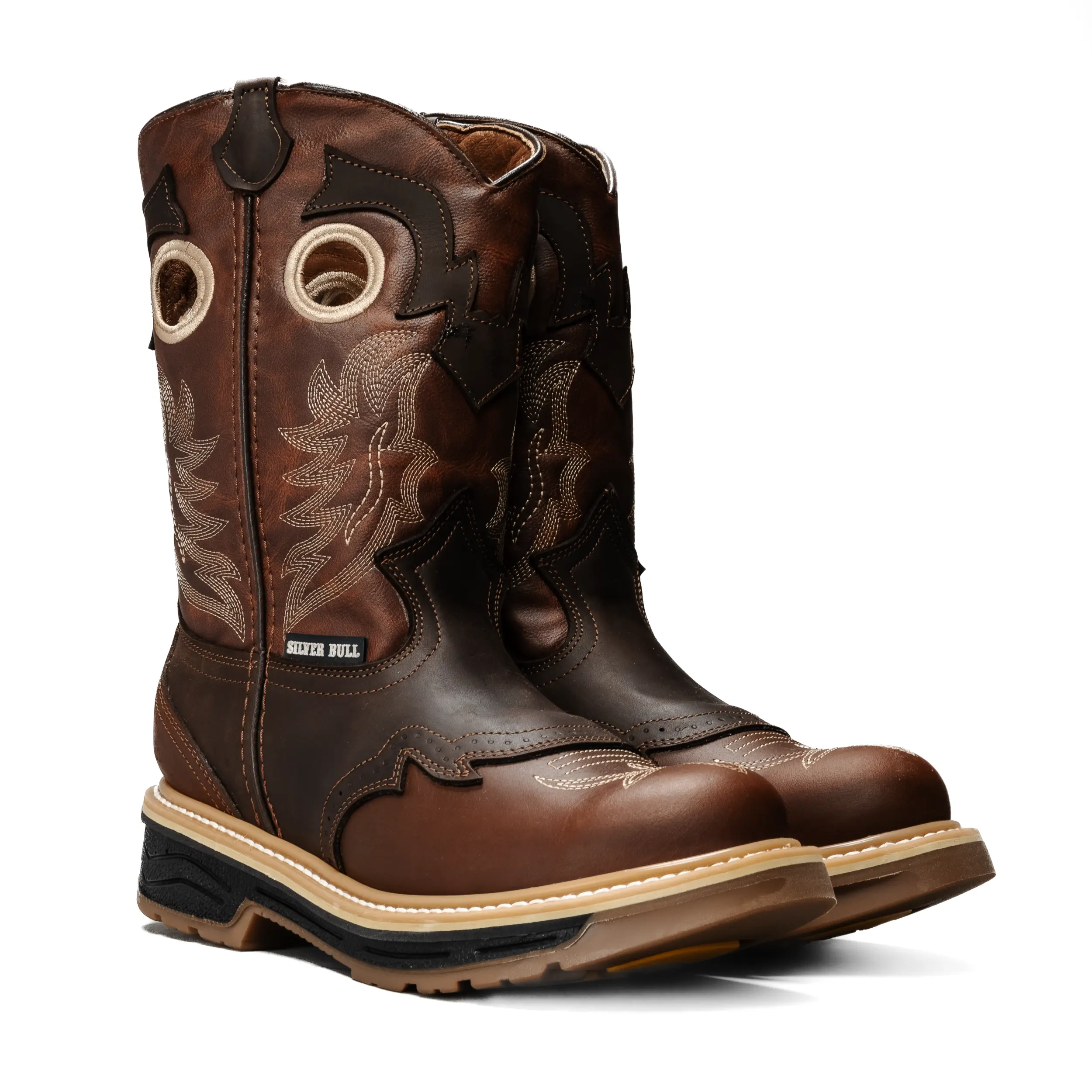 Silver Bull Leather Comfort Work Boots Round Toe Zipper Closure FlexTech Technology Thermal Insulation Safety & Durability EE Width