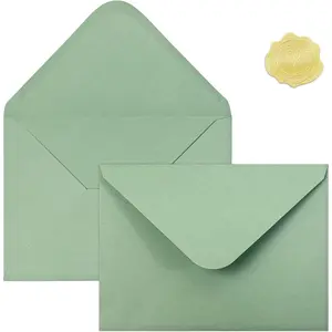 50 PCS Sage Green Colorful A7 5x7 Envelopes with Stickers, Suitable for Greeting Cards, Invitations, Wedding, Birthday, Baby Shower, Graduation