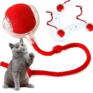 Automatic Auto-Roll Obstacle-Avoid Smart Interactive Dog & Cat Toy Ball with Rope for Engaging Playtime