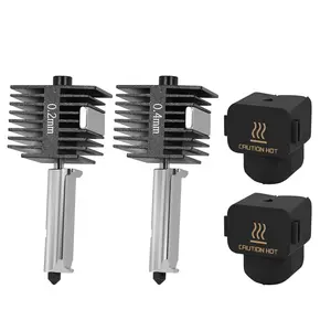 2 count A1 Mini Hotend Kit,  Printer Assembled Print  Extruder Hot End Kit  Heating Block with 0.2mm and 0.4mm Hardened Steel Nozzle and  Cover for Bambu Lab A1 / A1 Mini