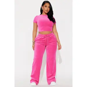 OG Trendsetter Velour Baby Tee Set - Bubblegum Pink