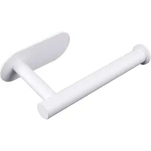 White Toilet Paper Holder, Self Adhesive Toilet Paper Roll Holder No Drilling Wall Mount for Kitchen, Bathroom, Toilet