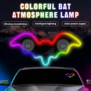 Car Bat Light Solar Wireless Decorative LED Warning Light Triangular Window Neon Lighting Ambient Light for Vehicles