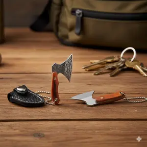 Multi-Function Mini Stainless Steel Survival Axe Keychain Tool - Compact Portable Emergency Knife for Camping,Outdoor Safety,Gift Box Opener and Creative Keyring Accessory