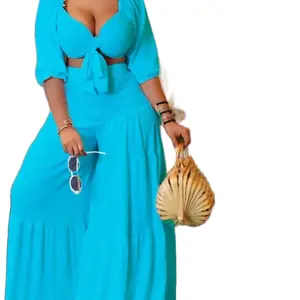 2 Piece Blue Pants Set Womenswear