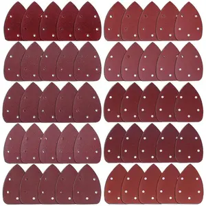 50 count  Sanding Pads Detail Sander Sandpaper Sanding Paper Sheets Hook and Loop Assorted 40/60/ 80/100/ 120/180/ 240/320/ 400/800 Grits