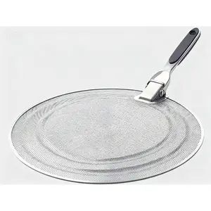 Folding Handle Stainless Steel Splatter Screen Reusable Dishwasher Safe Grease Guard Non-Stick Splatter Guard for Stovetop Cooking