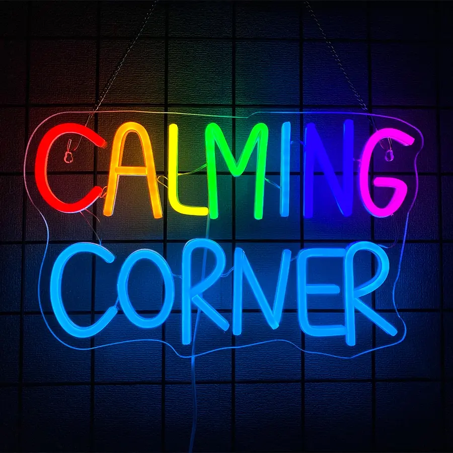 Calming Corner Neon Sign, Neon Accent Lights for Wall Decor, Home Decor Lighting, Decorative Ambiance Lighting, Library, Safe Space Classroom, School Counselor Office, Calm Down Corner Decorations for Classroom Preschool, Boho Classroom Decor, USB Powered