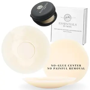 Café Au Lait -Seamless No Show Covers (2 Pairs, 1 Pouch) – No Glue Center, Invisible Sticky Bra Alternative, Smooth Coverage Under Clothes, Water Resistant, 60+ Wears, Women Nipple Covers