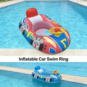 Racing Car Shaped Inflatable Pool Float, Racing Style Appearance, Interactive Steering Wheel Design, Thickened PVC, Fun Float for Summer Water Play