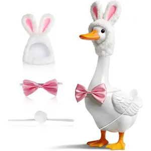 Easter Bunny Porch Goose Outfit,Cement Goose Clothes with  Hat for 23"/17" Lawn Plastic Statue,Easter Goose Costumes Accessories for Outdoor Yard Garden Decor,Engagement  for Couple
