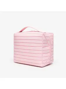 2025 New Geometric Quilted Makeup Bag for Women, Large-Capacity with Compartments, Travel & Commute Shell Bag, Striped Storage Pouch, Travel Cosmetic Bag, Travel Toiletry Bag