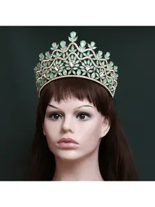 Cross-border Forest Style Light Luxury Crystal Crown European and American Temperament Bridal Headwear Retro Baroque Style Dress Crown
