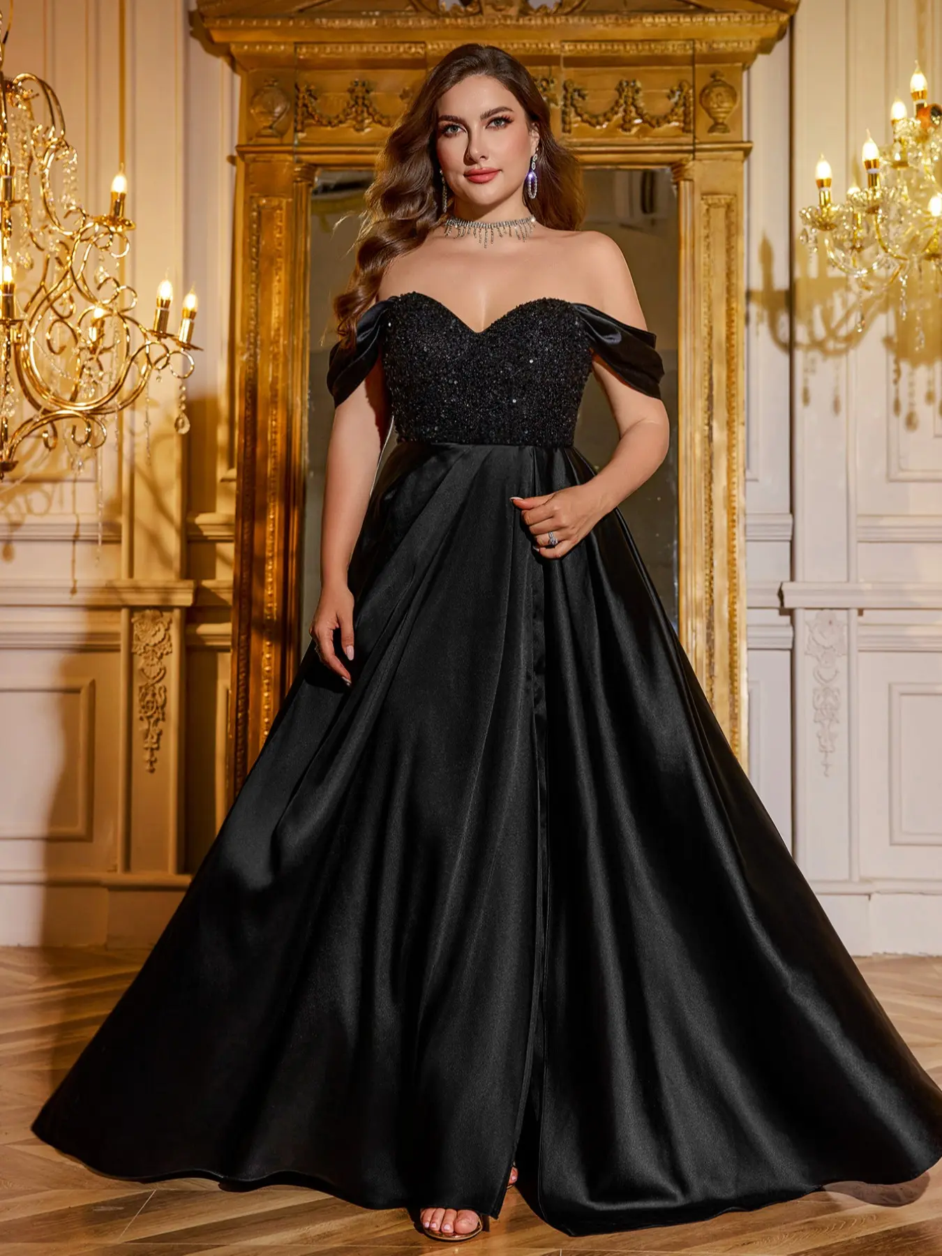 halter dress going out Amedeo Plunge Halter Neck Maxi Dress main image 1