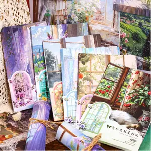 180 sheets of landscaping material paper outside the window, light retro style handbook, DIY landscaping decoration base material paper