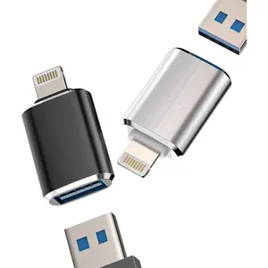 iPhone OTG Adapter(2Pack)USB Female to Lightning Male Dongle for 14 13 11 12 Pro Max Xr X Xs 8 7 Se Plus Camera Card Reader USB Flash Drive Mouse Keyboard Hub MIDI Piano Converter U Disk Apple iPadAir