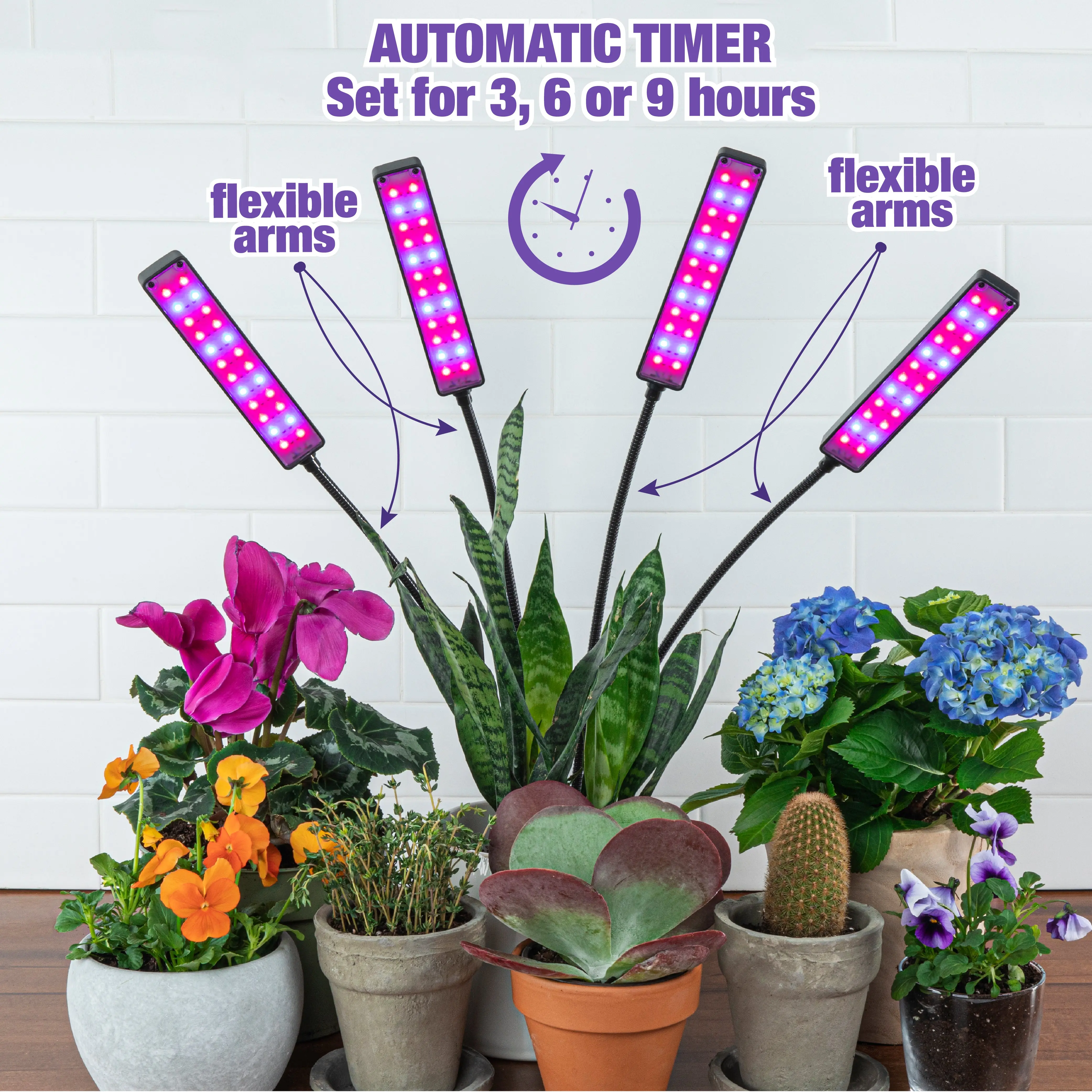 Bionic Grow Light - 2, 3 and 4-Head Adjustable Full Spectrum LED Grow Lamps with Timer Bionic Grow Light - 2, 3 and 4-Head Adjustable Full Spectrum LED Grow Lamps with Timer
