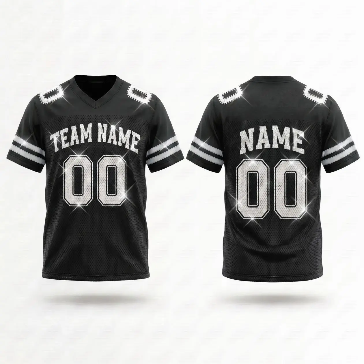 Personalized Team Name & Number Black Blink Football Jersey Spandex mix Mesh (Real Photos Included)
