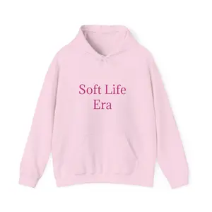 The Soft Life Era Pink Hoodie - Cozy Pink Pastel Sweatshirt, Comfortable Hooded Jumper, Warm Unisex Hoodie, Trendy Soft Pink