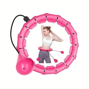 Smart Weighted Hoop, 24 Knots Detachable Adjustable Smart Weighted Fitness Ring with Auto Rotation & 360-degree Massage Ball, Waist Exercise Fitness Hoop