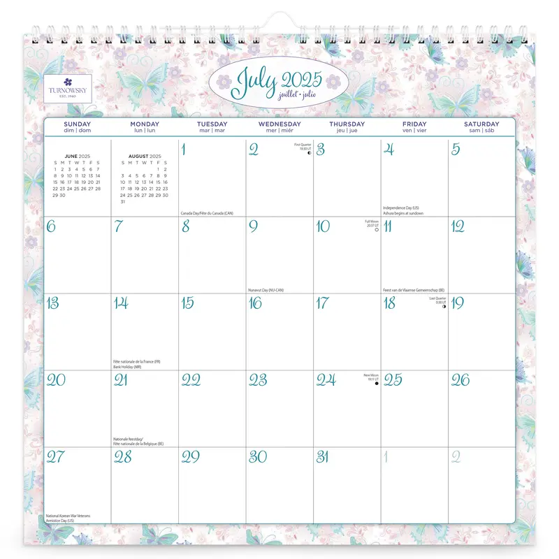 House of Turnowsky OFFICIAL | 2026 12 x 12 Inch (Hanging) 18 Months Monthly Square Wire-O Calendar | Sticker Sheet | July 2025 - December 2026 | Plato | Stationery Elegant Exclusive 0