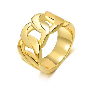 Mytys Chunky Cuban Link Statement Ring Size 10 In Gold Tone For Women