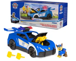 Paw Patrol: Search & Rescue, Chase Launch 'N' Rescue Cruiser with Figure & 2 Projectiles, Lights, Sounds, & Hidden Launcher, Kids Toys for Boys & Girls Ages 3 and up