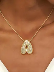 Initials Necklace, Fashionable Letter Design Pendant Necklace for Women for Gift, Stainless Steel Jewelry for Party, Daily Clothing Decor, Exquisite Jewelry Gift