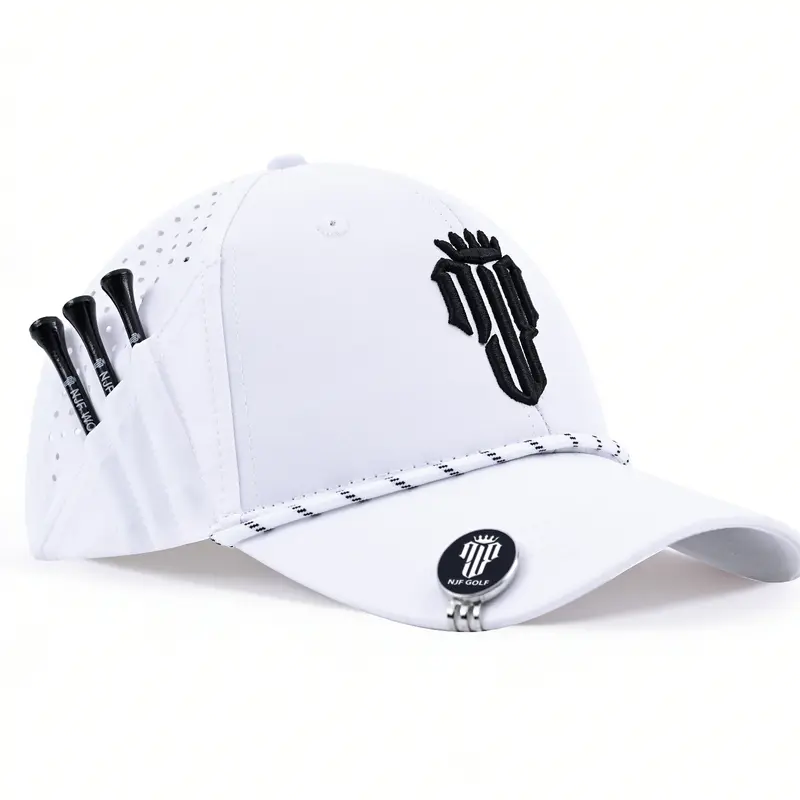 NJF Golf CourseReady Golf Hat for Men – UPF 50+ Breathable Performance Cap with Patent Pending Tee Holder & Magnetic Ball Marker Outdoor Sports Cap Outdoor Headwear Outdoor Headwear Fitted Caps