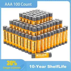 MYLJCO AAA 100 Count Alkaline High-Performance Batteries 1.5 Volt for Household & Office Devices 10-Year Shelf Life Ideal for Game Controllers Toys Flashlights Digital Cameras