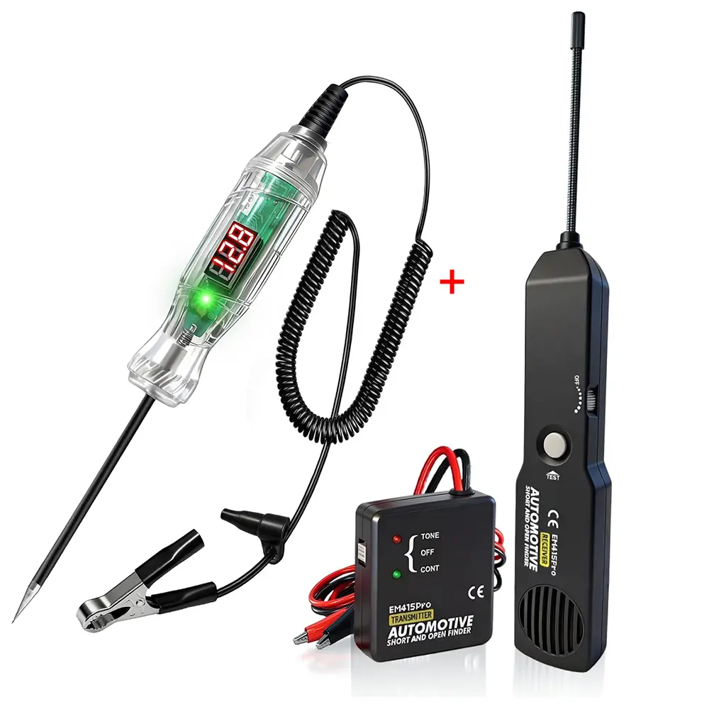 P40 Automotive Circuit Tester and EM415Pro Wire Tracer Kit, 3-70VDC Voltage Tester with Polarity Test, Non-Destructive Wire Tracker for Short Open Circuit, Car Electrical Diagnostic Tool for Mechanics DIY Without Battery