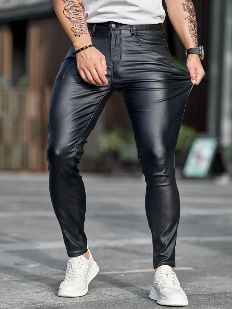 leather pants men skinny - TikTok Shop
