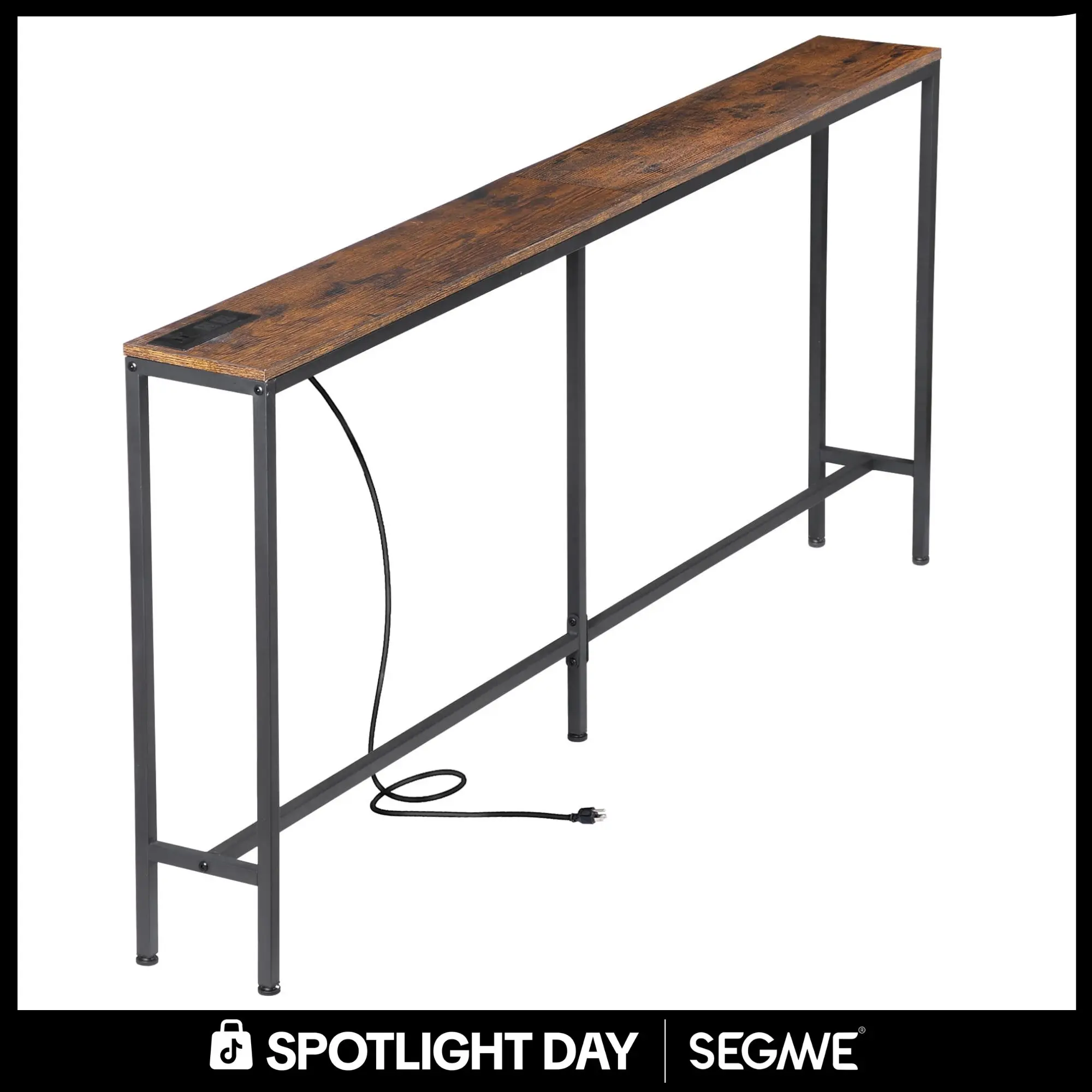 Segawe 70-Inch Narrow Wood Rectangular Console Table - Quick-Setup Indoor Furniture with Power Outlets, Charging Station, for Entryway, Living Room, House Decor, Aesthetic Room Decor