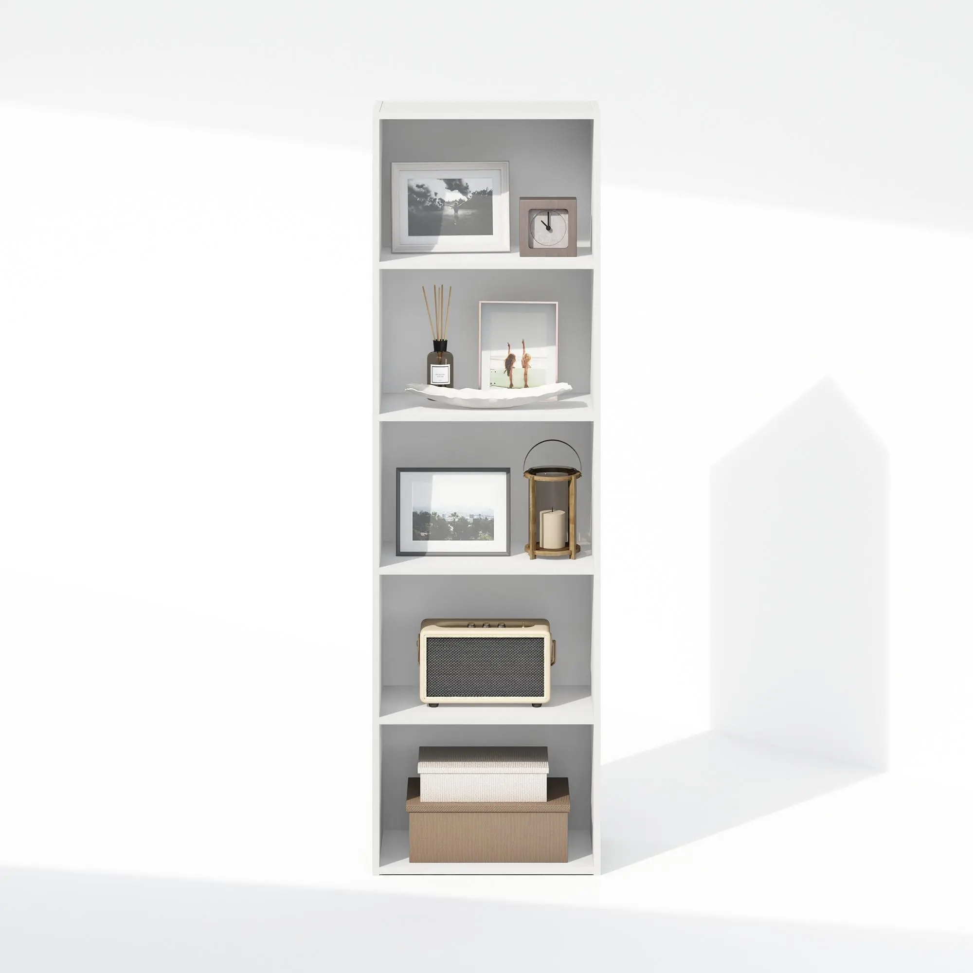 REED Closet Organizers and Storage, 5-Tier Closet Organizer, Open Shelf Closet Storage, for Wardrobe, Bedroom, Living Room, White, Space-Saving Closet Storage for Bedroom, Apartment, Dorm and Small Spaces