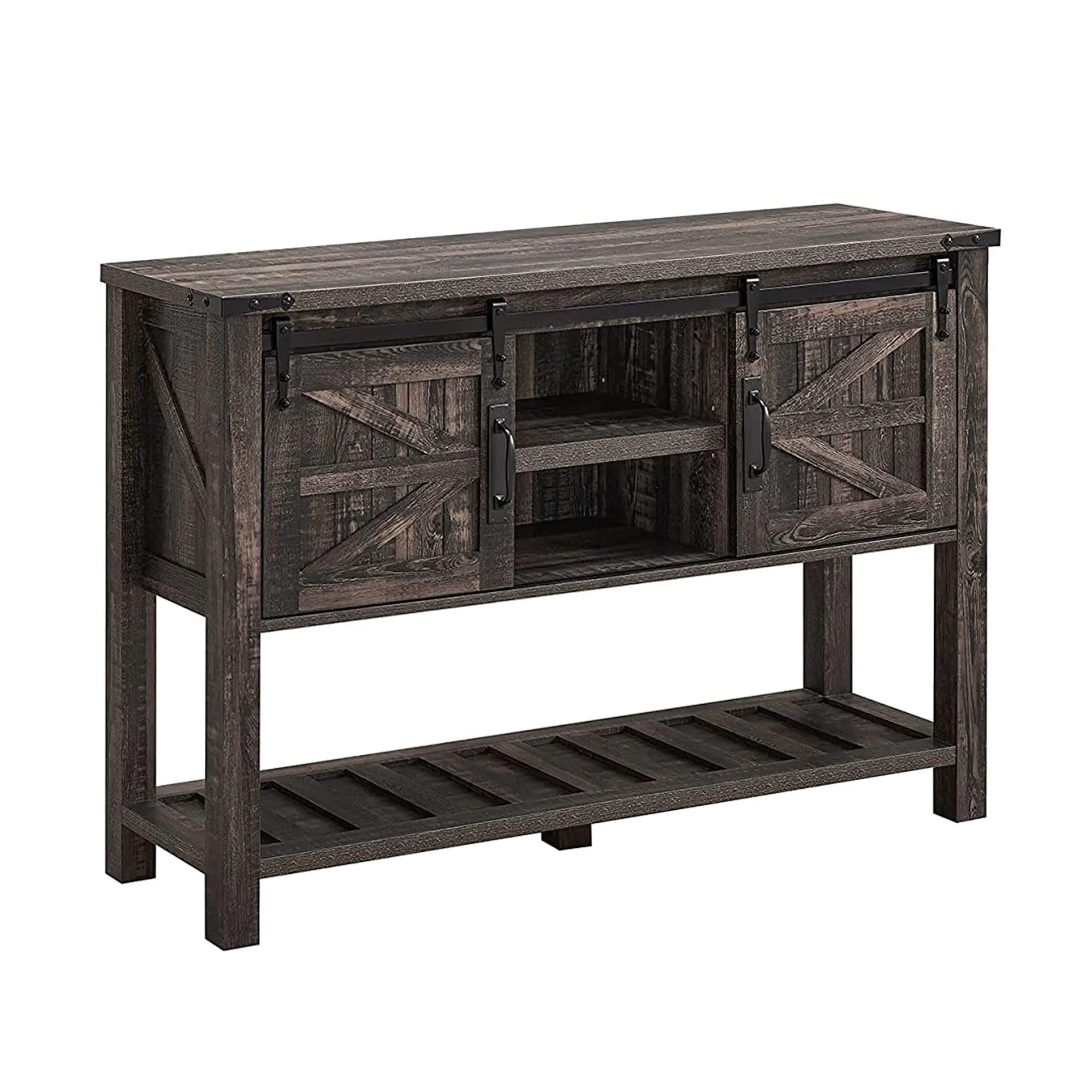 OKD Farmhouse Console Entryway Table with Sliding Barn Doors, Dark Rustic Oak OKD Farmhouse Console Entryway Table with Sliding Barn Doors, Dark Rustic Oak