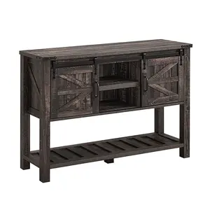 OKD Farmhouse Console Entryway Table with Sliding Barn Doors, Dark Rustic Oak OKD Farmhouse Console Entryway Table with Sliding Barn Doors, Dark Rustic Oak