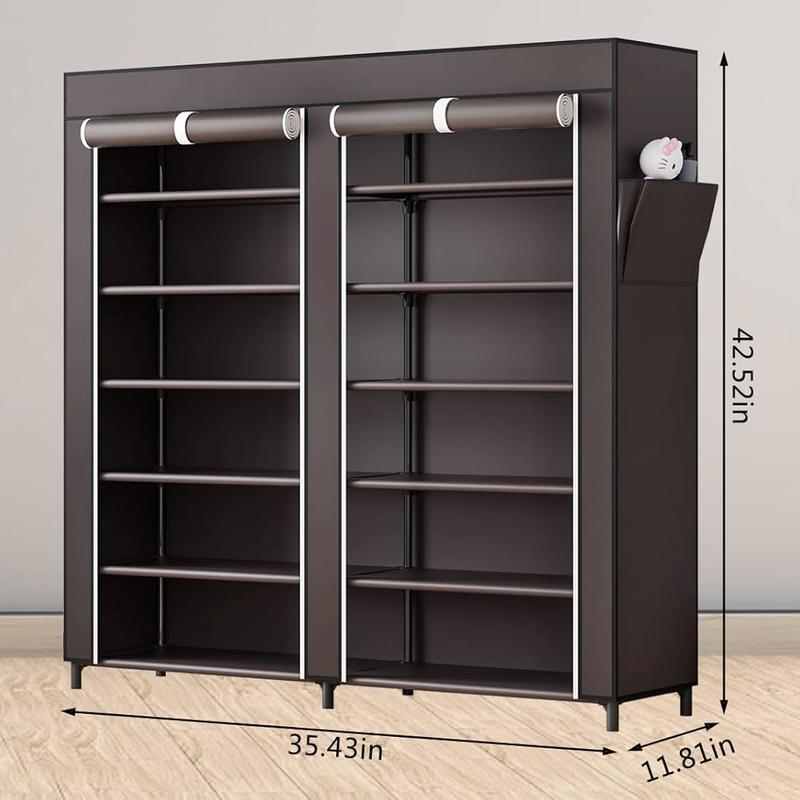 Shoe Rack Storage Organizer 6 Tier 24-36 Pairs Portable Metal Dust Cover Non Woven with Side Pocket Shoe Shelf Cabinet for Entryway Bedroom Closet Smooth Waterproof Multicolor L35.43W11.81H42.52 inches