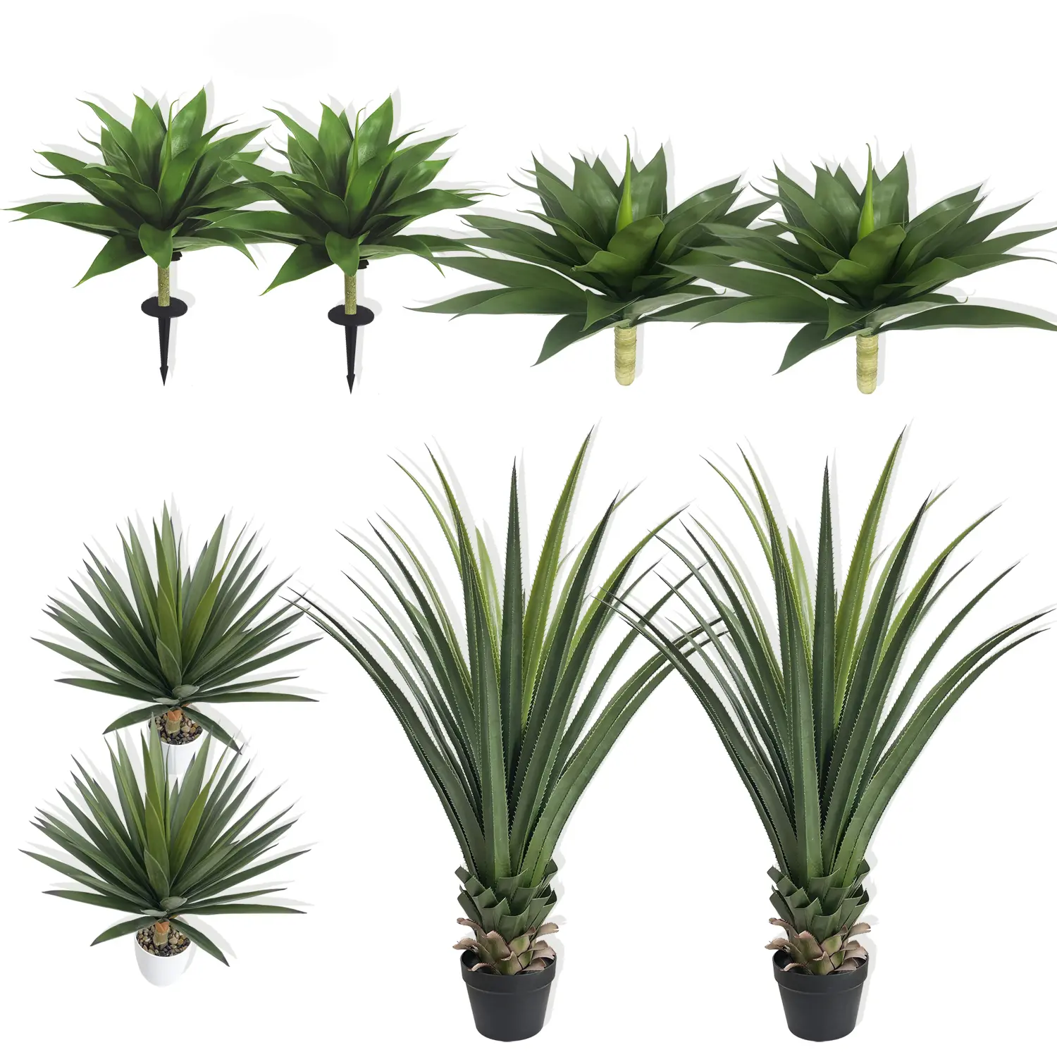 2-Pack Artificial Agave Desert Succulents (Multi-Sizes: 1.3FT-1.5FT-1.8FT-4FT) - Premium Natural Shape Artificial Fake Plants, Indoor/Outdoor Home Decor Supplies, 2-Piece Set Ornamental Greenery
