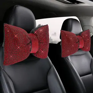 Rhinestone Decor Car Headrest Pillow, Comfortable Car Seat Neck Pillow, Car Interior Accessories for Women & Men