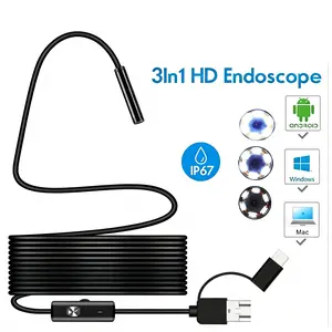 HD Endoscope Camera with IP67 Waterproof Rating, Adjustable Brightness LED Lights, 16.4FT Semi-Rigid Snake Cable, User-Friendly Design, High-Definition Clarity for iPhone & Android, Pipe Inspection, DIY Enthusiasts’ Car Engine & Narrow Space Checks