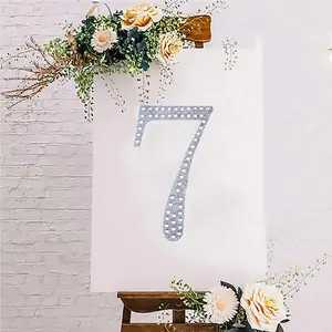 Decorative Rhinestone Number "7" Stickers 8", Silver Glitter Adhesive Craft Numbers - DIY Sparkle Embellishments
