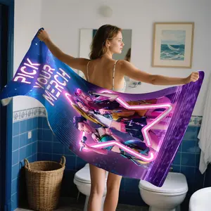 Trendy Anime Bath Towel/swim Towel, Superfine Fiber Material, Soft Absorbent Breathable, Quick Dry Lightweight, Ideal for Bathroom, Swimming, Yoga