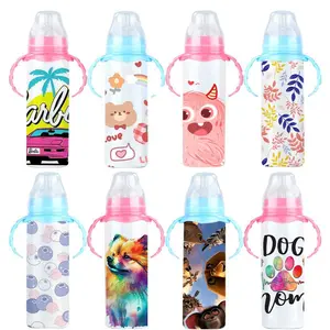 24Pack USA Warehouse 8oz Stainless Steel Sublimation Water Bottles , Portable Flasks Drinkware Tumbler, double-wall vacuum insulated