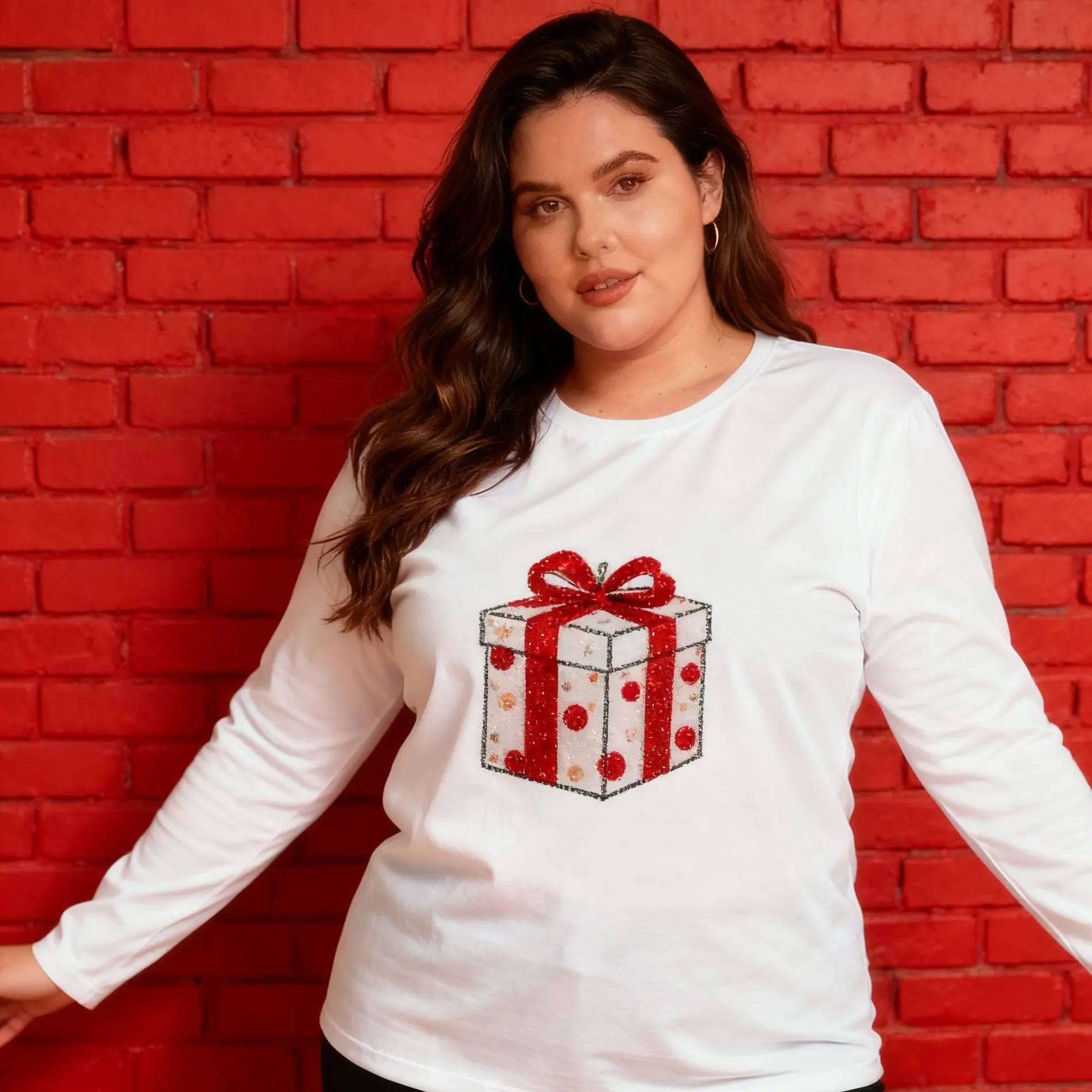 Women's Casual Long Sleeve Santa Claus Graphic Pullover Sweater - Comfortable Round Neck Design Crew Neck Pull On Winter Holiday Top, Polyester Cute Women's Sweatshirt