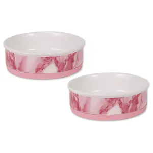 Bone Dry Set of 2 Marble Pet Bowls Large