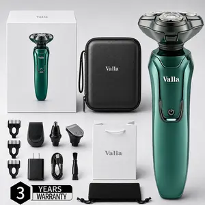【TikTokshopJumpstartSale】valla 4-in-1 Electric Shaver Set – Rechargeable, IPX7 Waterproof Shaver for Men, Wet & Dry Use, Includes Gift Box and Gift Bag – Perfect as a Gift Shaver